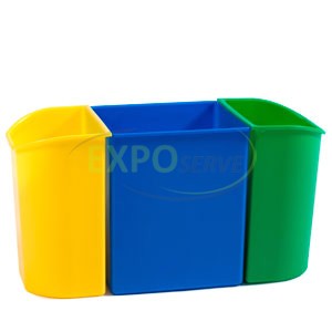 Papeleiras selectivas 13,5 Lt + 2x 6,2 Lt Amarelo para embalagens de plastico Azul para papel, cart�o Verde para o vidro